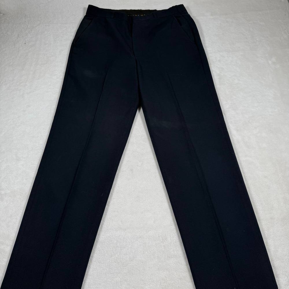 Thomson Rainy Day Wools Mens Black Wool Dress Pants Classic Fit Flat Front 32x32